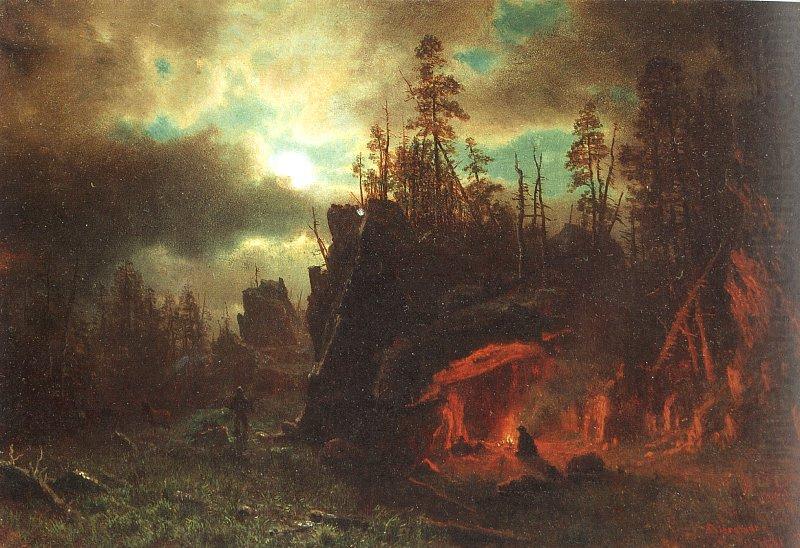 Bierstadt, Albert The Trappers' Camp oil painting picture